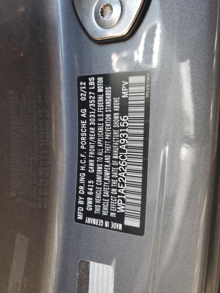 2012 Porsche Cayenne S Hybrid VIN: WP1AE2A26CLA93156 Lot: 70706125