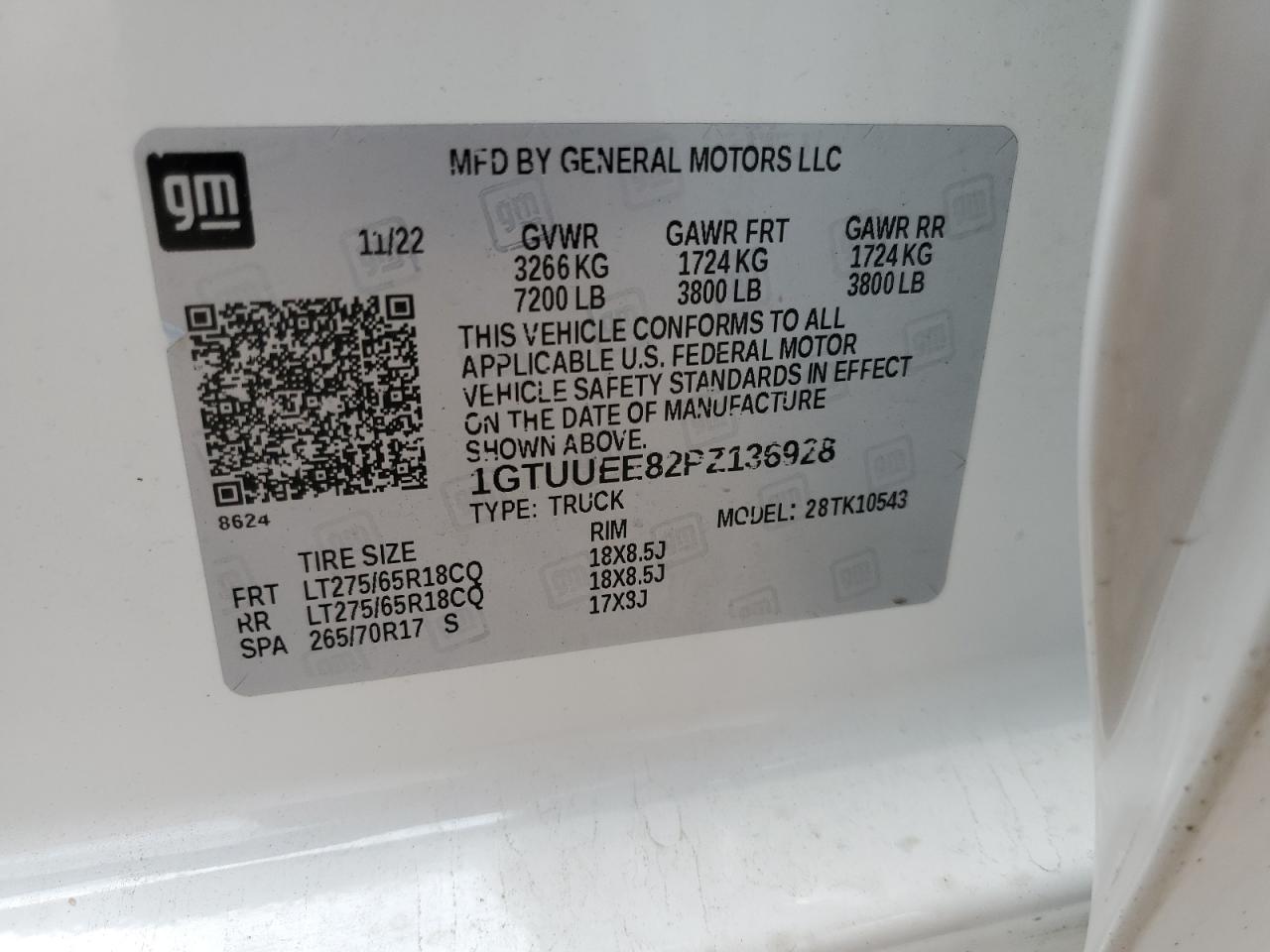 2023 GMC Sierra K1500 At4 VIN: 1GTUUEE82PZ136928 Lot: 70706695