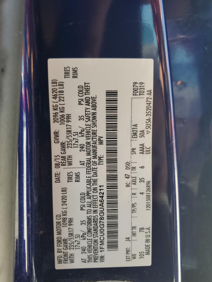 2016 Ford Escape Se VIN: 1FMCU0G78GUA64211 Lot: 67527205