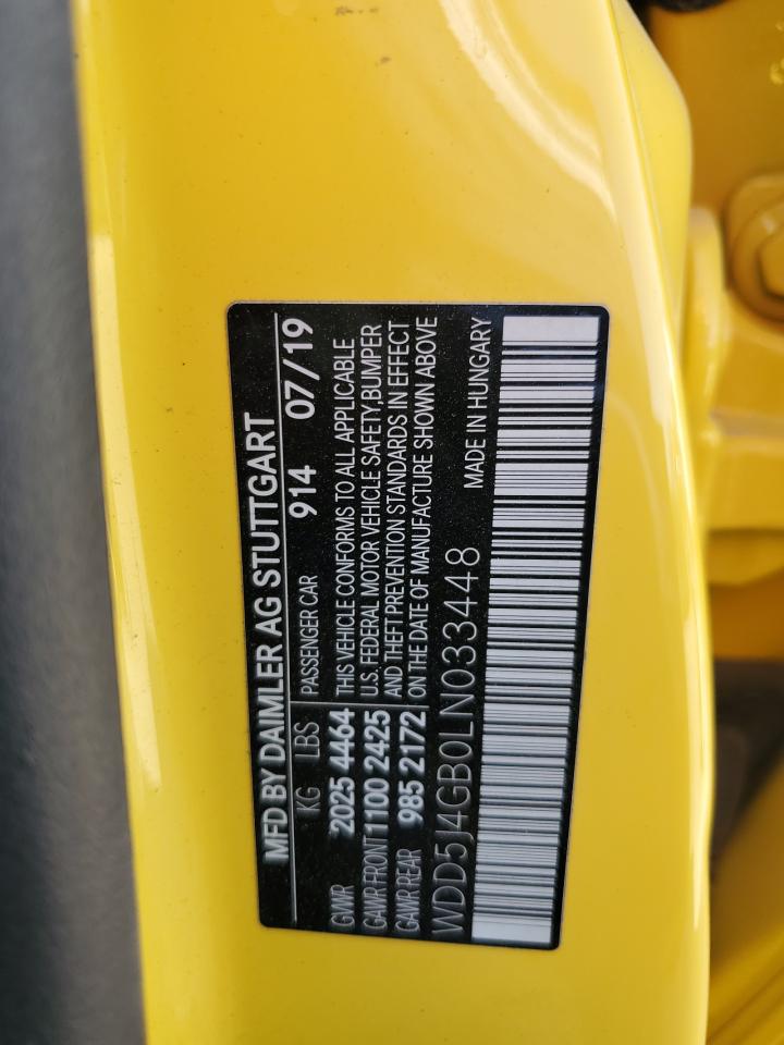 2020 Mercedes-Benz Cla 250 VIN: WDD5J4GB0LN033448 Lot: 69074225