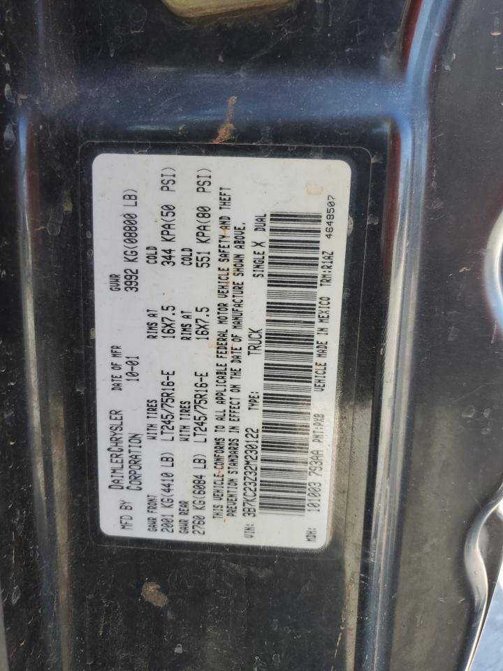 2002 Dodge Ram 2500 VIN: 3B7KC23Z32M230122 Lot: 70956195