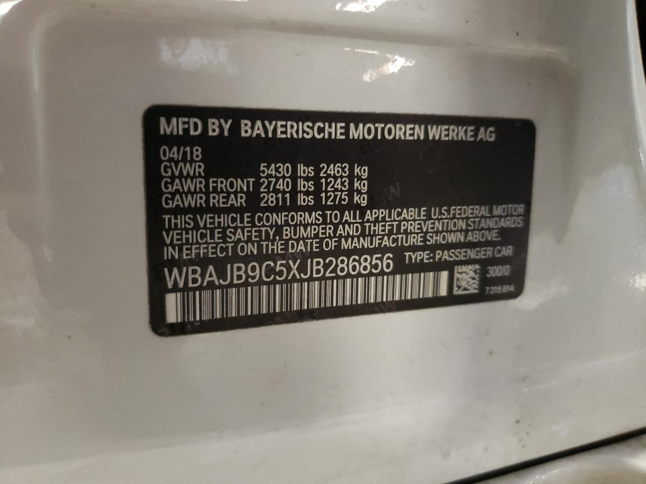 2018 BMW M550Xi VIN: WBAJB9C5XJB286856 Lot: 70557655