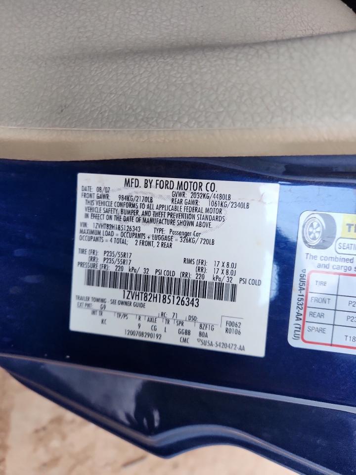 2008 Ford Mustang Gt VIN: 1ZVHT82H185126343 Lot: 69827955