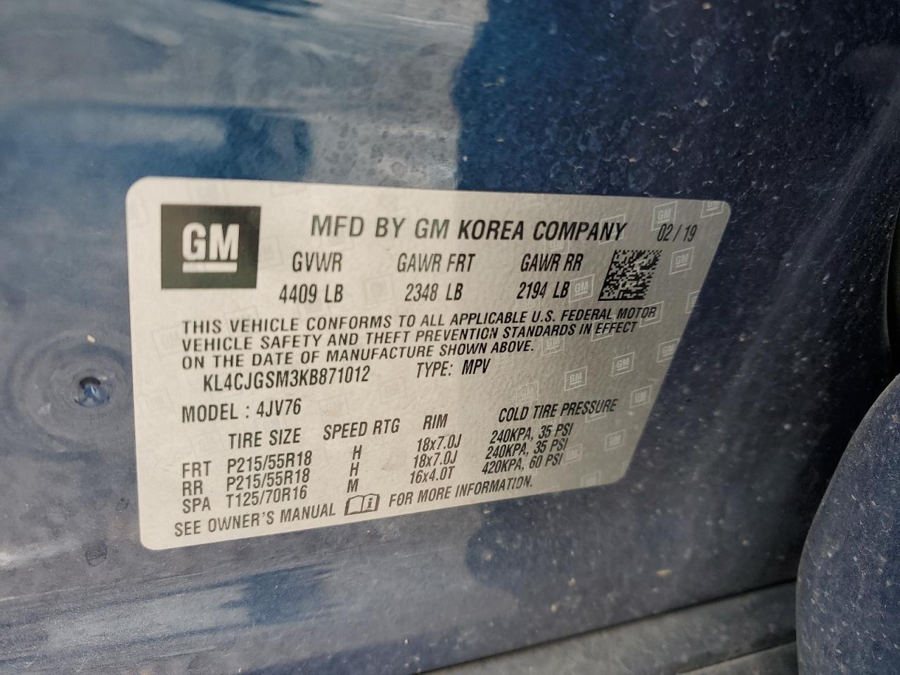 2019 Buick Encore Essence VIN: KL4CJGSM3KB871012 Lot: 68001415