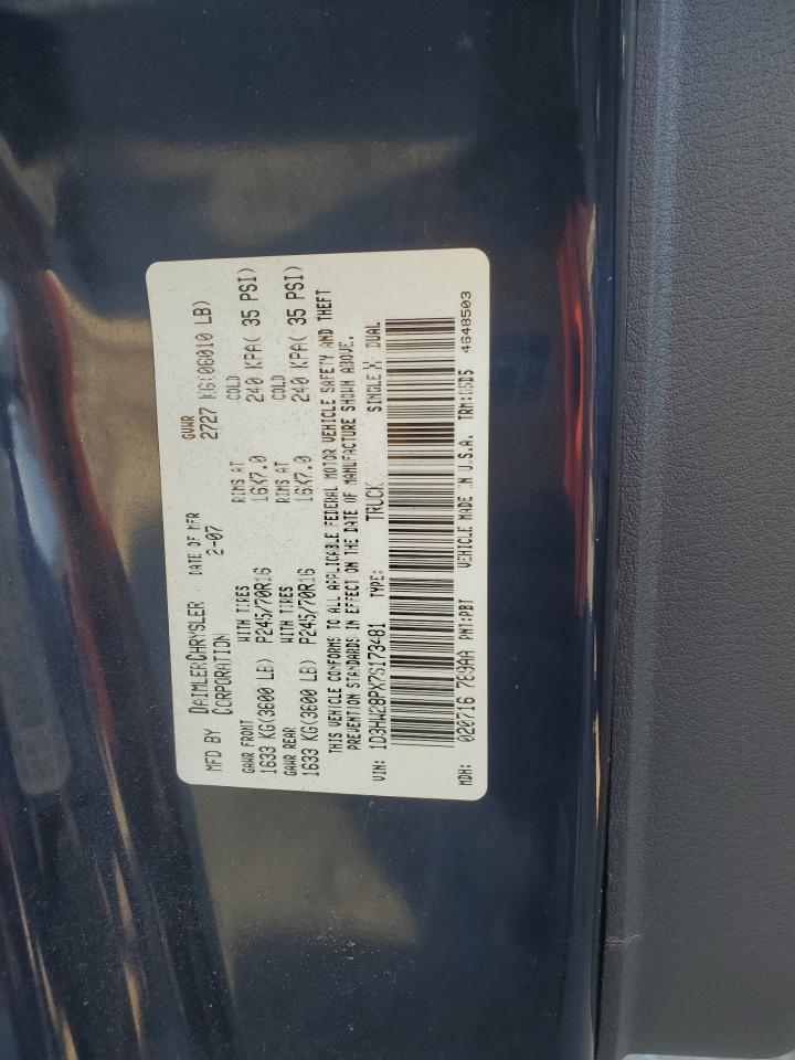 2007 Dodge Dakota Quad VIN: 1D3HW28PX7S173481 Lot: 68282905