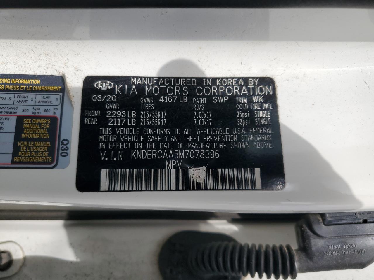 2021 Kia Seltos Ex VIN: KNDERCAA5M7078596 Lot: 70357025