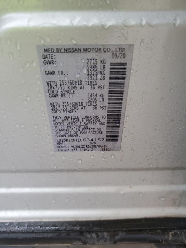 2020 Nissan Pathfinder Sl VIN: 5N1DR2CN1LC634152 Lot: 70324335