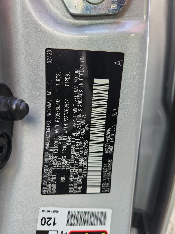 2020 Toyota Sienna Xle VIN: 5TDYZ3DC9LS067258 Lot: 70046065