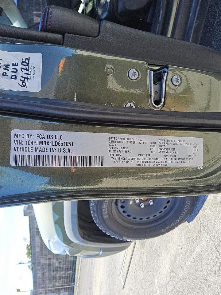 2020 Jeep Cherokee Trailhawk VIN: 1C4PJMBX1LD651051 Lot: 68952005