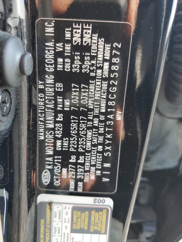 2012 Kia Sorento Base VIN: 5XYKT3A18CG258872 Lot: 67242595