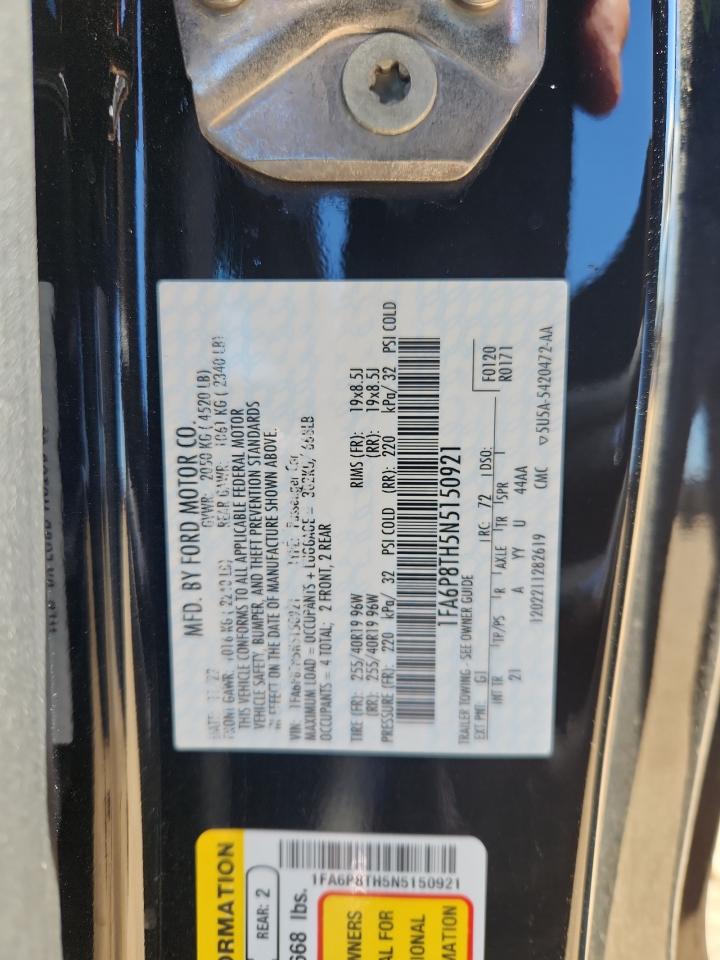 2022 Ford Mustang VIN: 1FA6P8TH5N5150921 Lot: 70417585