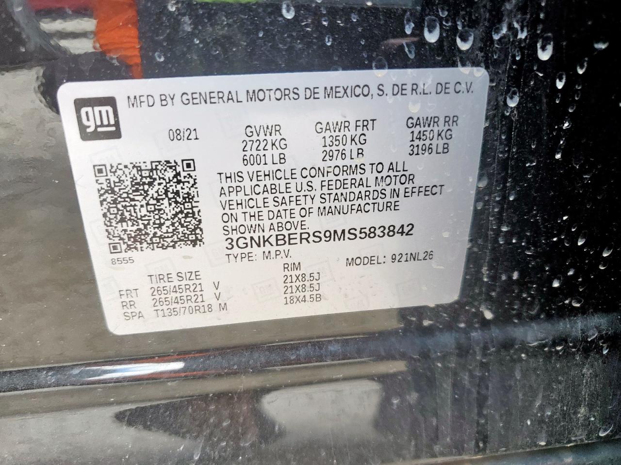2021 Chevrolet Blazer Rs VIN: 3GNKBERS9MS583842 Lot: 71170695