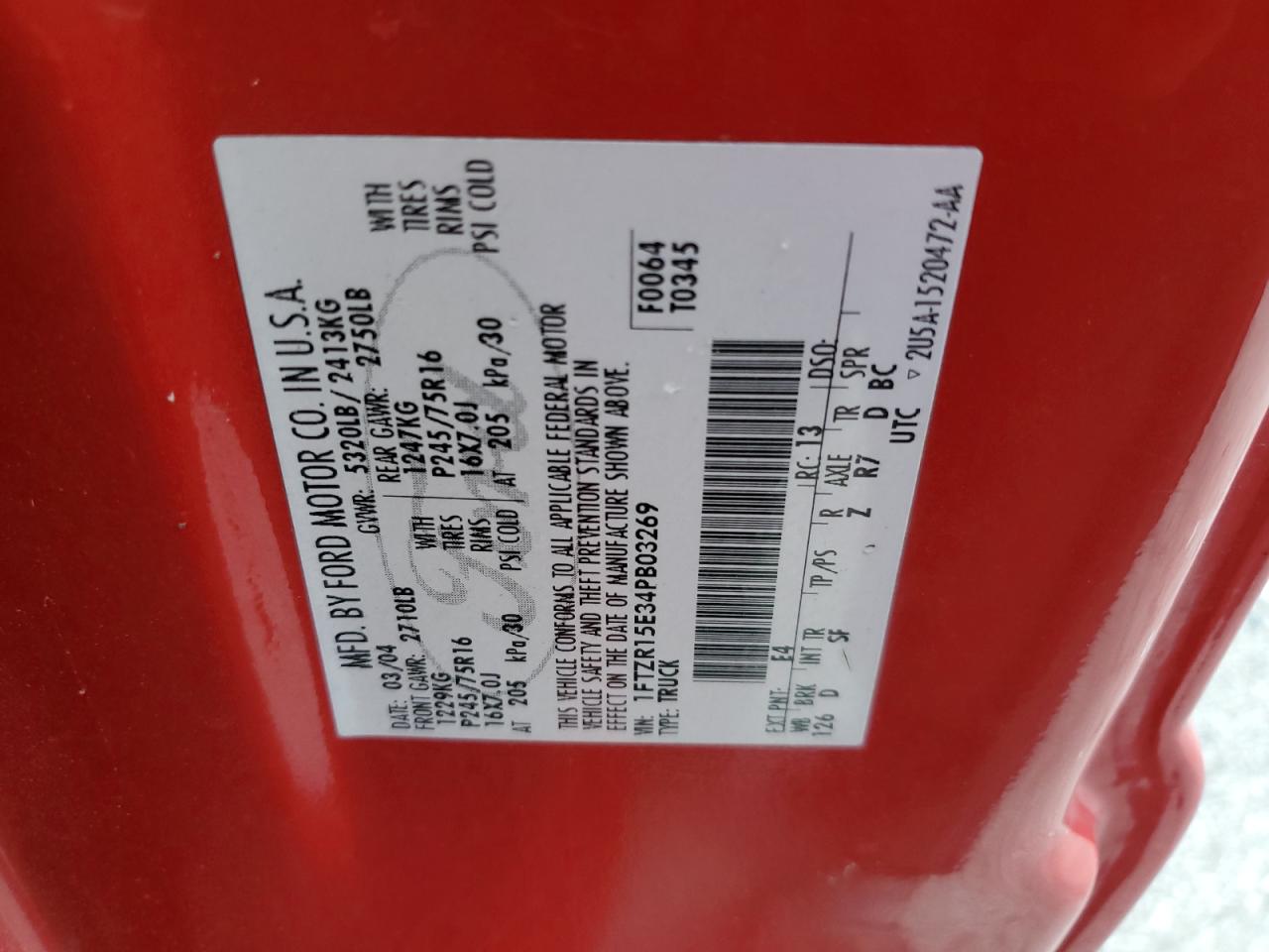 2004 Ford Ranger Super Cab VIN: 1FTZR15E34PB03269 Lot: 83964145