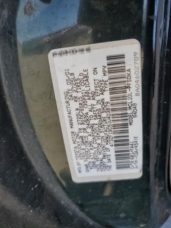 2001 Toyota Sienna Ce VIN: 4T3ZF19C51U403879 Lot: 68613115