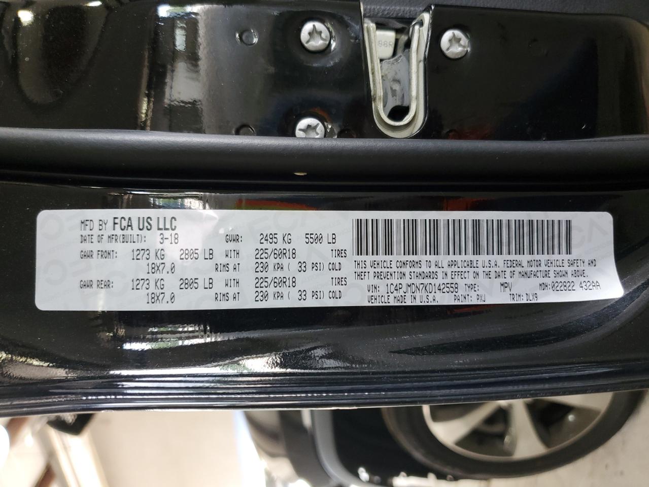 2019 Jeep Cherokee Limited VIN: 1C4PJMDN7KD142558 Lot: 67186035