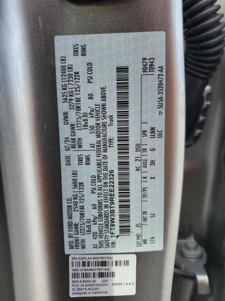 2024 Ford F350 Super Duty VIN: 1FT8W3BT9REE22326 Lot: 70098565