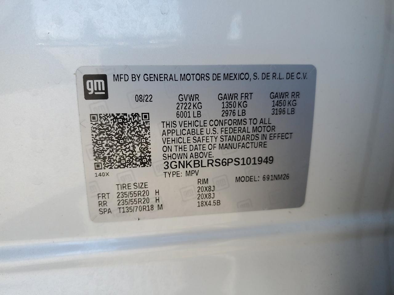 2023 Chevrolet Blazer Premier VIN: 3GNKBLRS6PS101949 Lot: 69323185