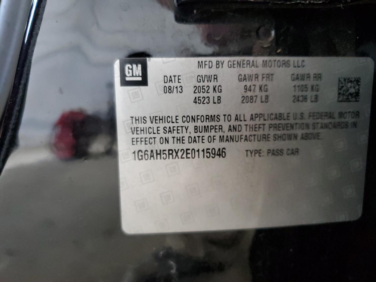 2014 Cadillac Ats Luxury VIN: 1G6AH5RX2E0115946 Lot: 68924705