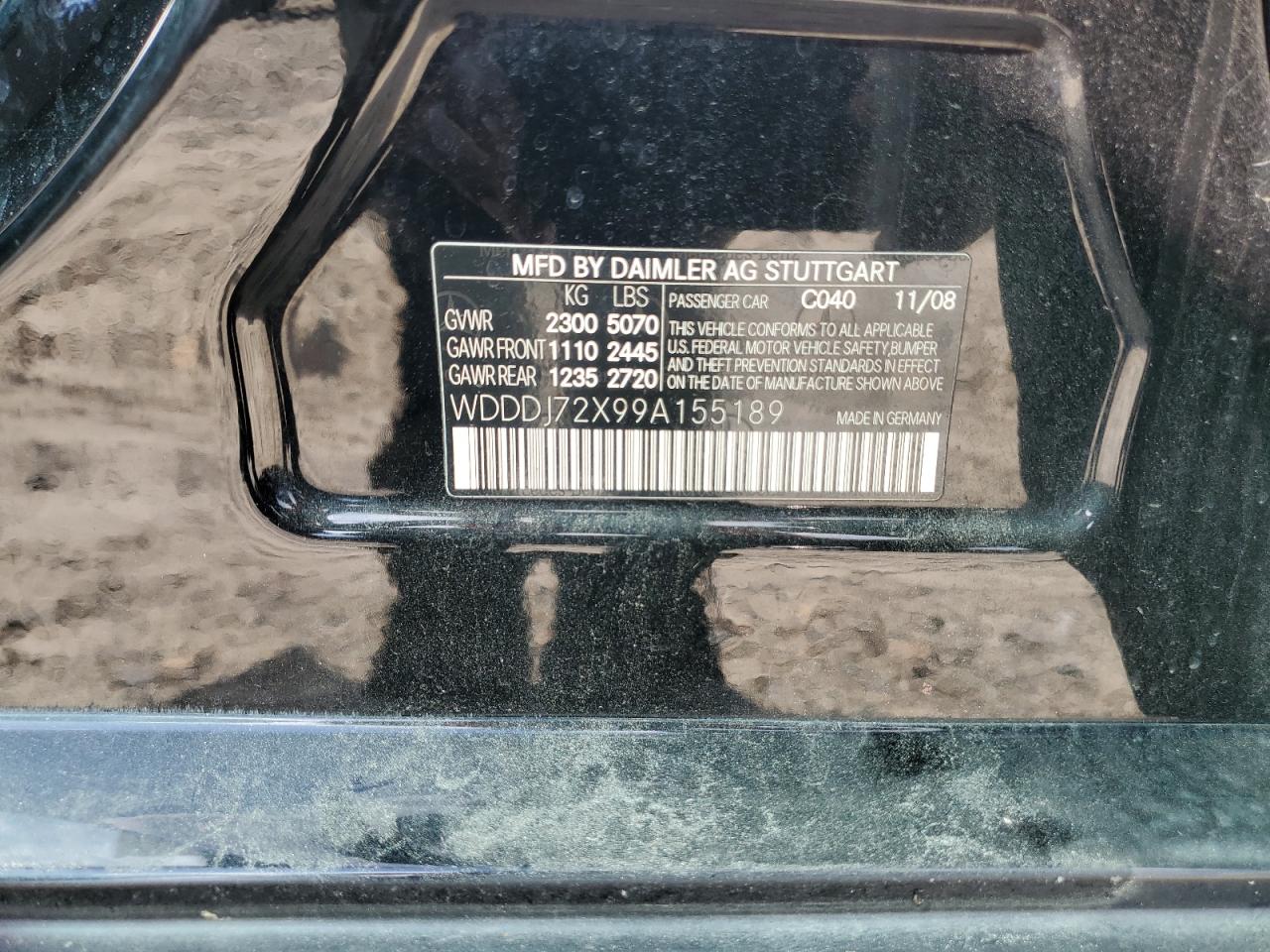2009 Mercedes-Benz Cls 550 VIN: WDDDJ72X99A155189 Lot: 70029495