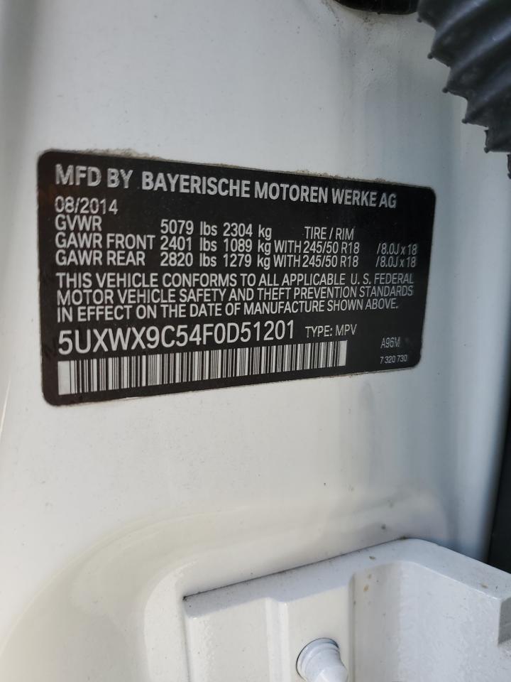 2015 BMW X3 xDrive28I VIN: 5UXWX9C54F0D51201 Lot: 70263595