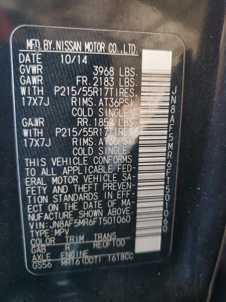 2015 Nissan Juke S VIN: JN8AF5MR6FT501060 Lot: 67651155