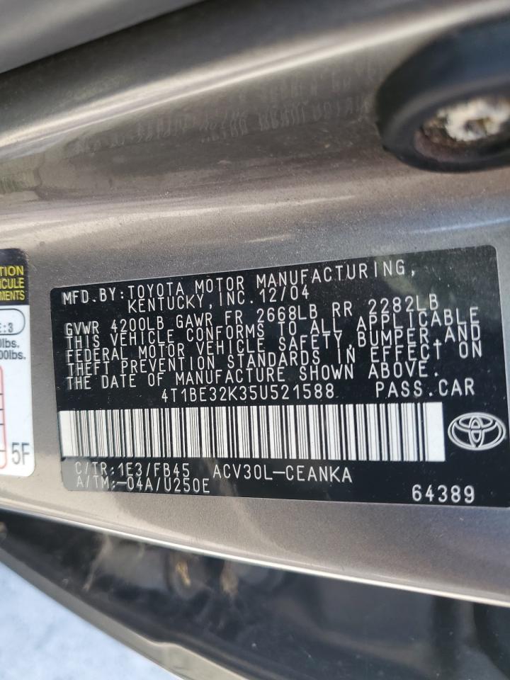 2005 Toyota Camry Le VIN: 4T1BE32K35U521588 Lot: 70479685