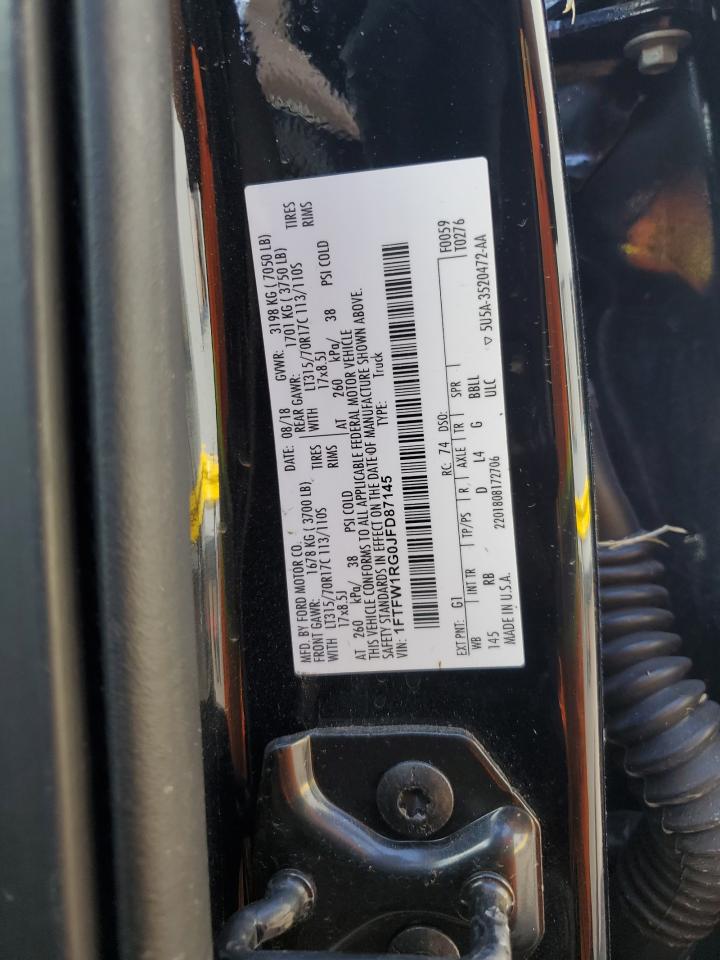 2018 Ford F150 Raptor VIN: 1FTFW1RG0JFD87145 Lot: 69488235