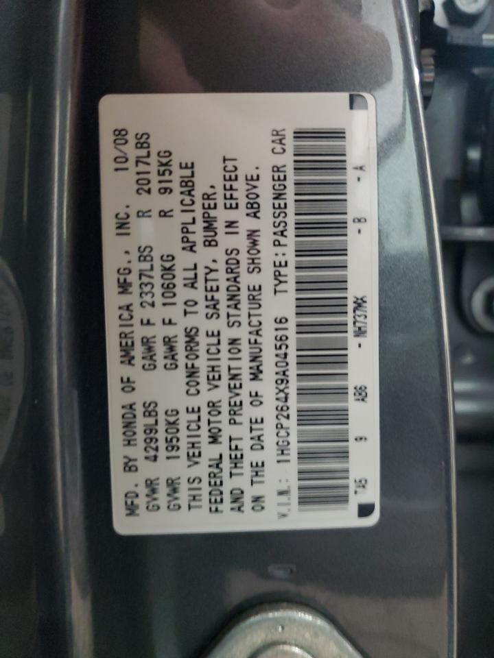 2009 Honda Accord Lxp VIN: 1HGCP264X9A045616 Lot: 70833695