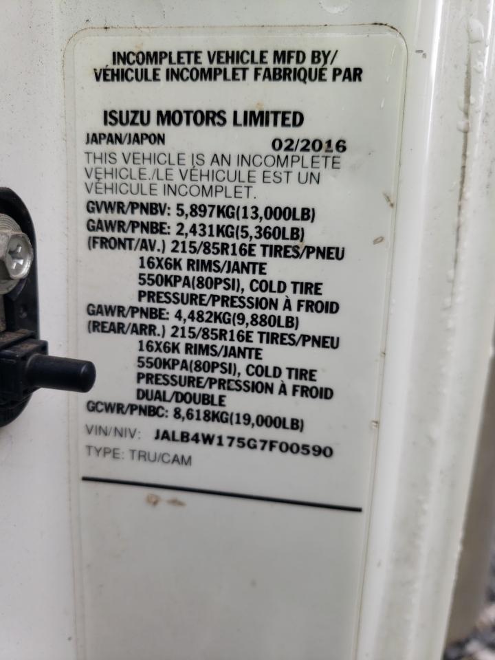 2016 Isuzu Npr VIN: JALB4W175G7F00590 Lot: 67292335