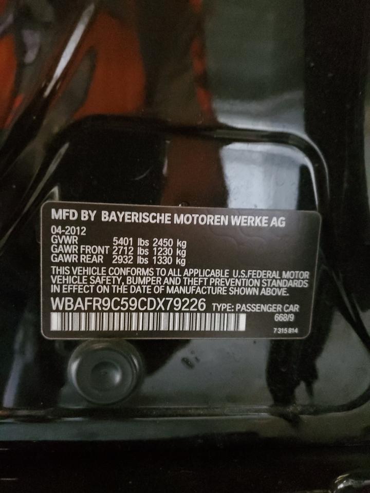 2012 BMW 550 I VIN: WBAFR9C59CDX79226 Lot: 69945205
