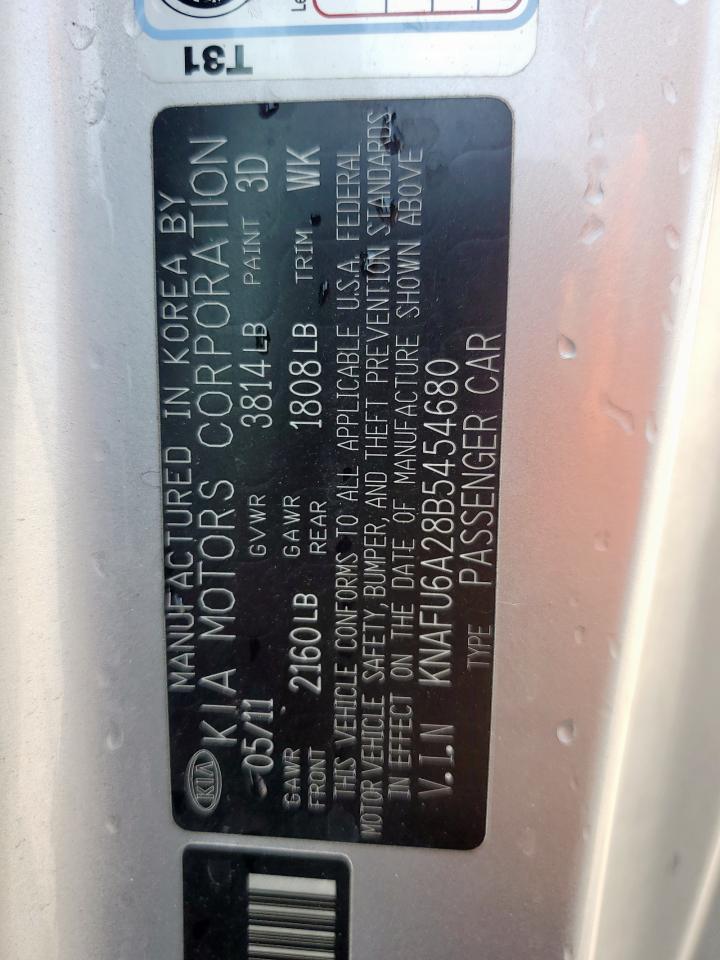 2011 Kia Forte Ex VIN: KNAFU6A28B5454680 Lot: 69652985