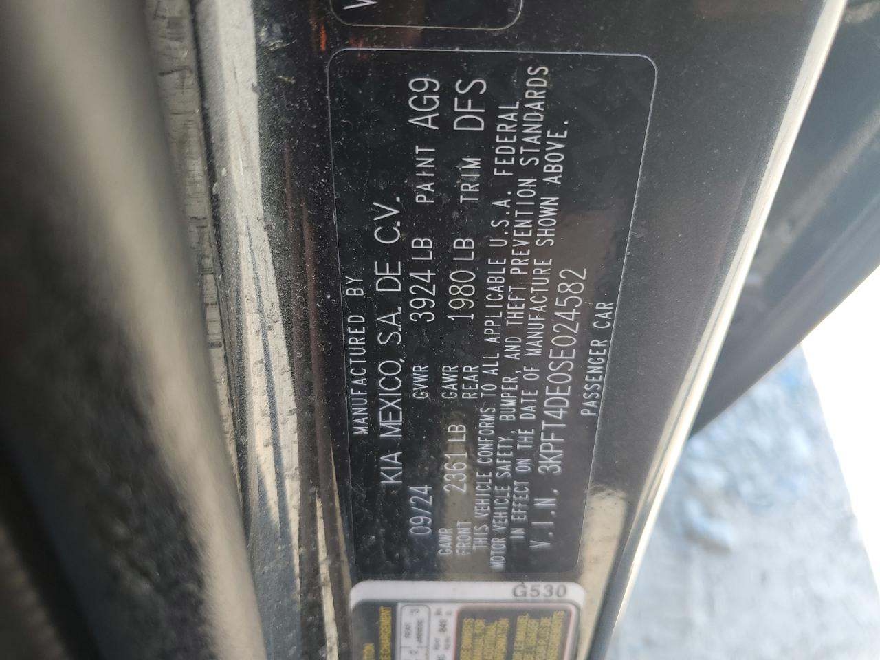 2025 Kia K4 Lx VIN: 3KPFT4DE0SE024582 Lot: 70312715