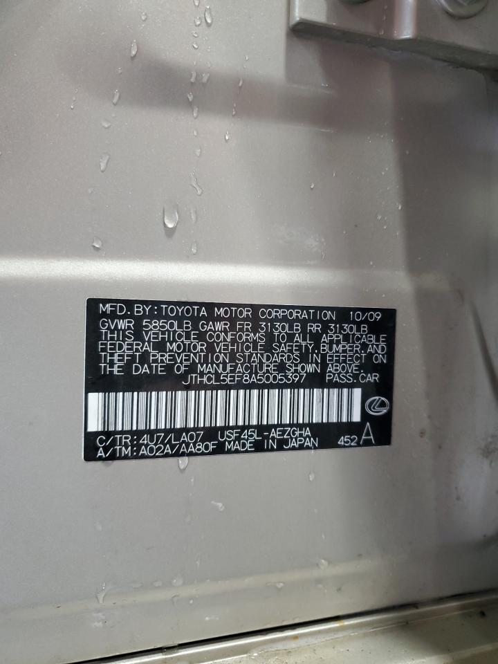 2010 Lexus Ls 460 VIN: JTHCL5EF8A5005397 Lot: 68542165