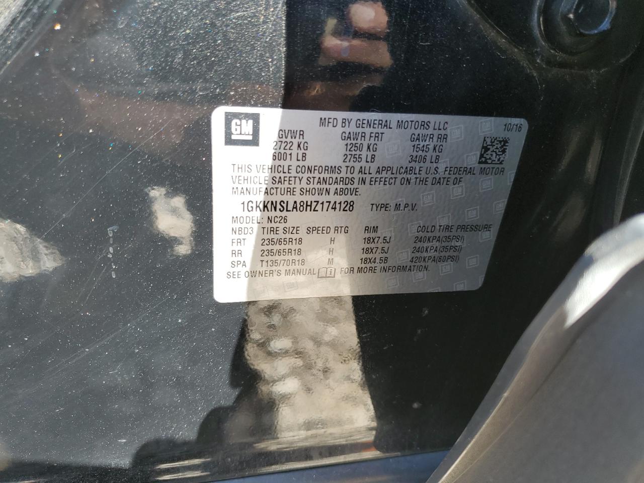 2017 GMC Acadia Sle VIN: 1GKKNSLA8HZ174128 Lot: 70458755