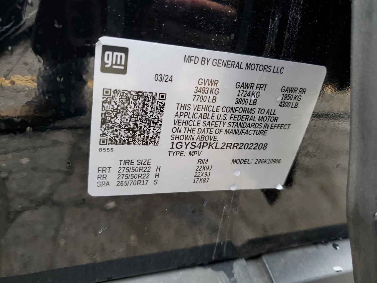 2024 Cadillac Escalade Esv Sport VIN: 1GYS4PKL2RR202208 Lot: 67775535