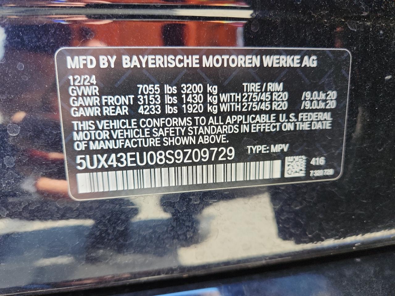 2025 BMW X5 xDrive50E VIN: 5UX43EU08S9Z09729 Lot: 70327955
