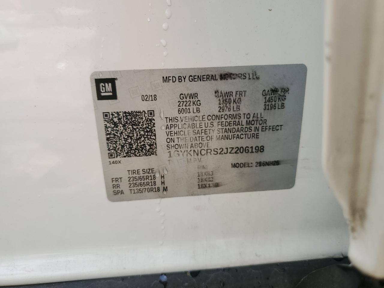 2018 Cadillac Xt5 Luxury VIN: 1GYKNCRS2JZ206198 Lot: 67543805