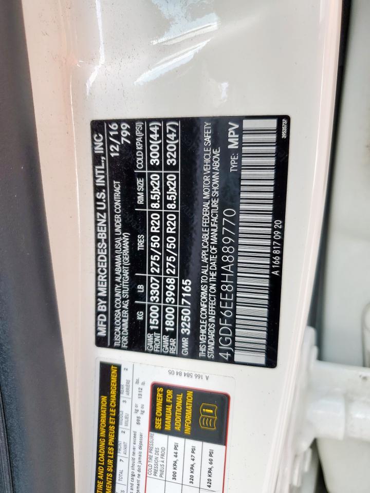 2017 Mercedes-Benz Gls 450 4Matic VIN: 4JGDF6EE8HA889770 Lot: 70379455