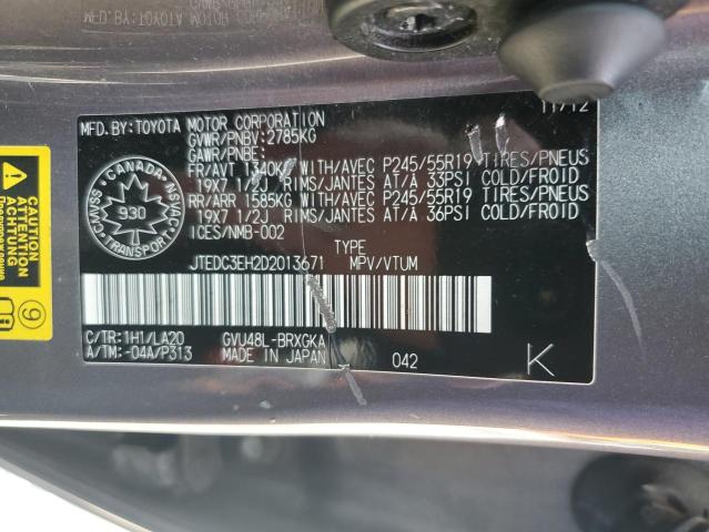2013 TOYOTA HIGHLANDER HYBRID LIMITED  