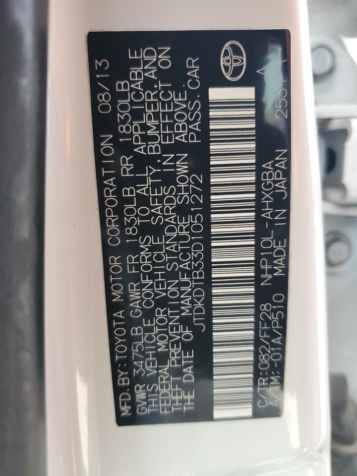 2013 Toyota Prius C VIN: JTDKDTB33D105127 Lot: 69022805