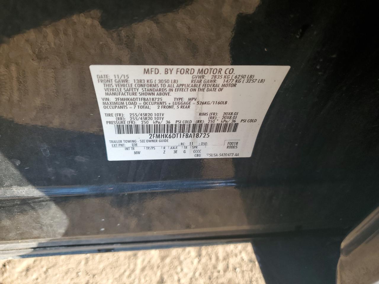 2015 Ford Flex Limited VIN: 2FMHK6DT1FBA18725 Lot: 69205675