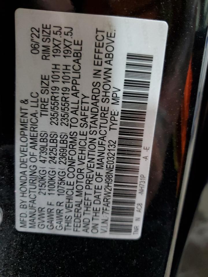 2022 Honda Cr-V Touring VIN: 7FARW2H98NE032132 Lot: 70493625