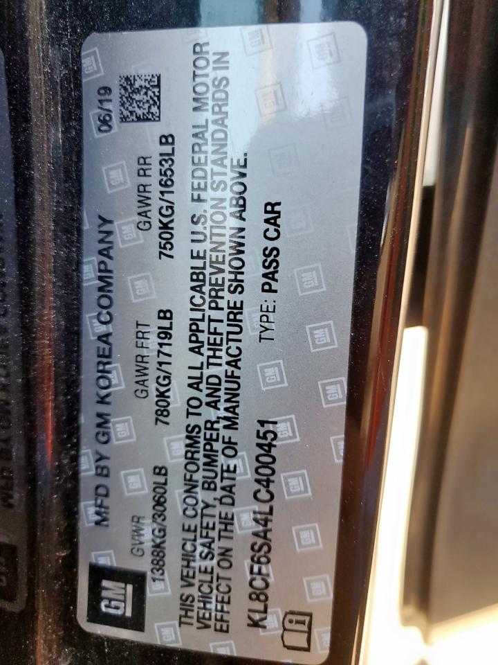 2020 Chevrolet Spark 2Lt VIN: KL8CF6SA4LC400451 Lot: 69395135