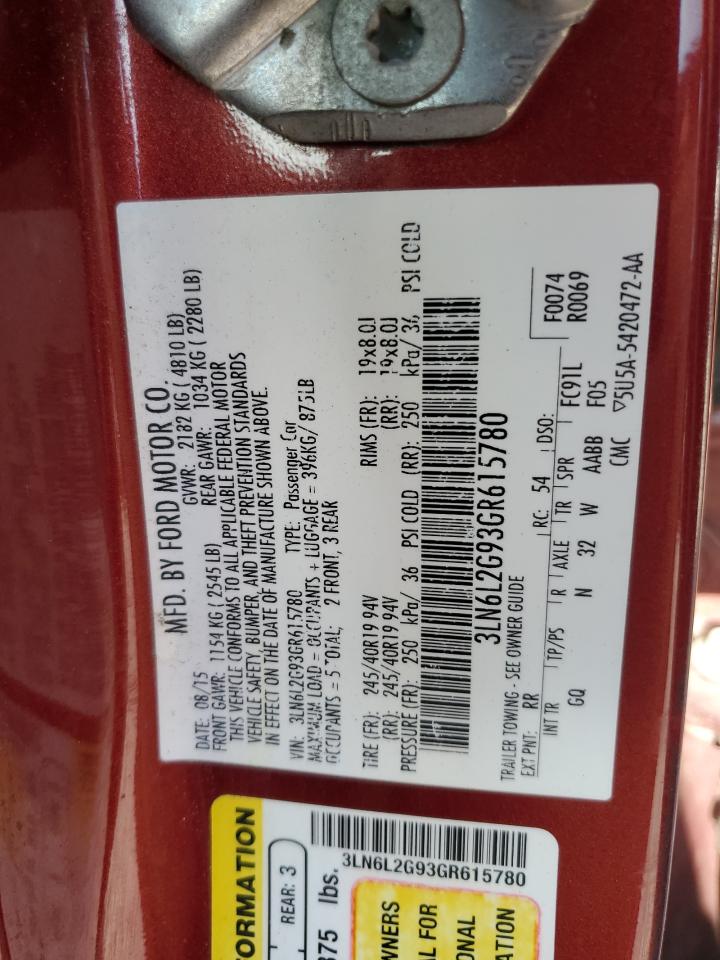 2016 Lincoln Mkz VIN: 3LN6L2G93GR615780 Lot: 68525665