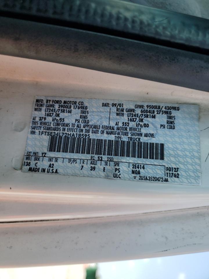 2002 Ford Econoline E350 Super Duty Van VIN: 1FTSE34L72HA18595 Lot: 68352825