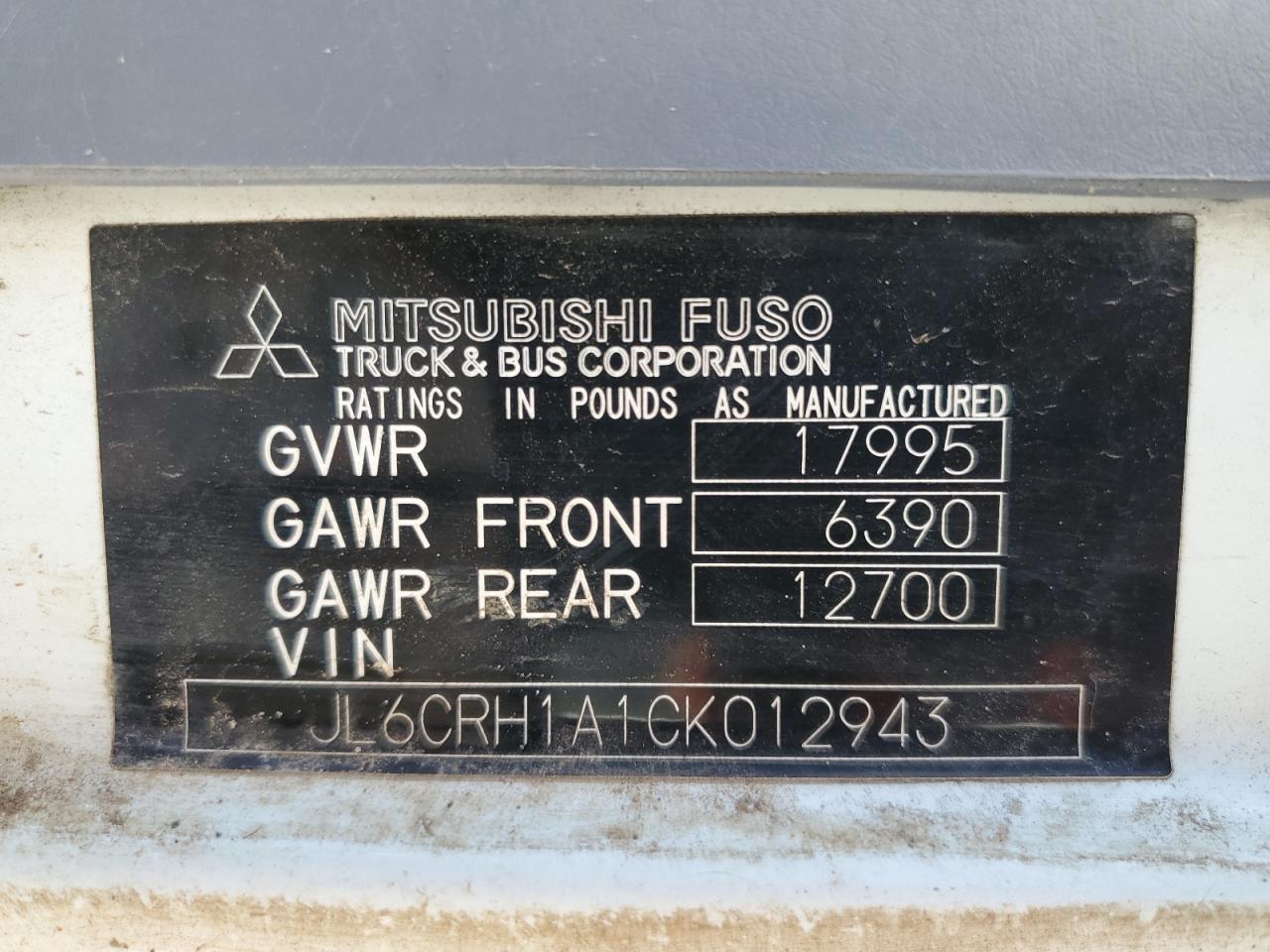 2012 Mitsubishi Fuso Truck Of America Inc Fe Fec92S VIN: JL6CRH1A1CK012943 Lot: 69192965