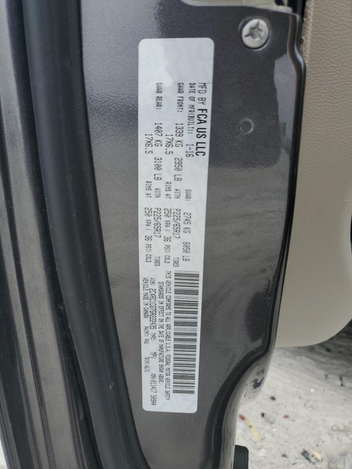 2016 Chrysler Town & Country Touring L VIN: 2C4RC1CG7GR222435 Lot: 70987925