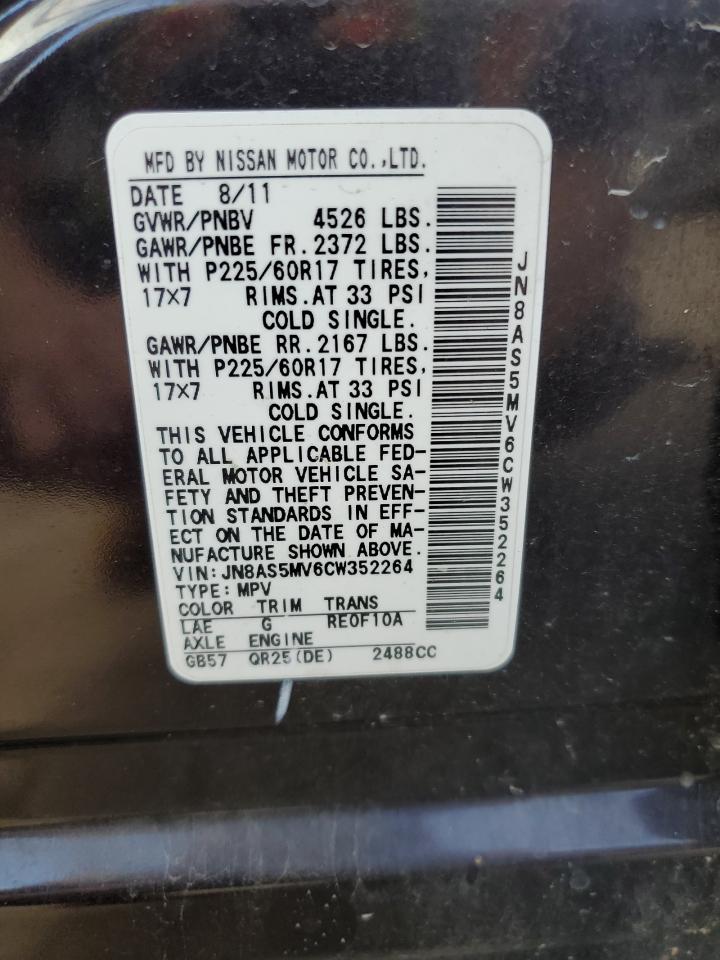 2012 Nissan Rogue S VIN: JN8AS5MV6CW352264 Lot: 70318435