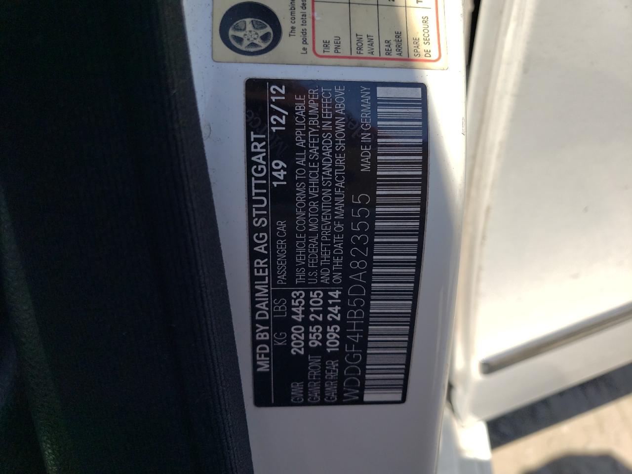 2013 Mercedes-Benz C 250 VIN: WDDGF4HB5DA823555 Lot: 70201155