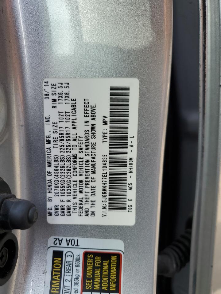 2014 Honda Cr-V Exl VIN: 5J6RM4H77EL104635 Lot: 70226485